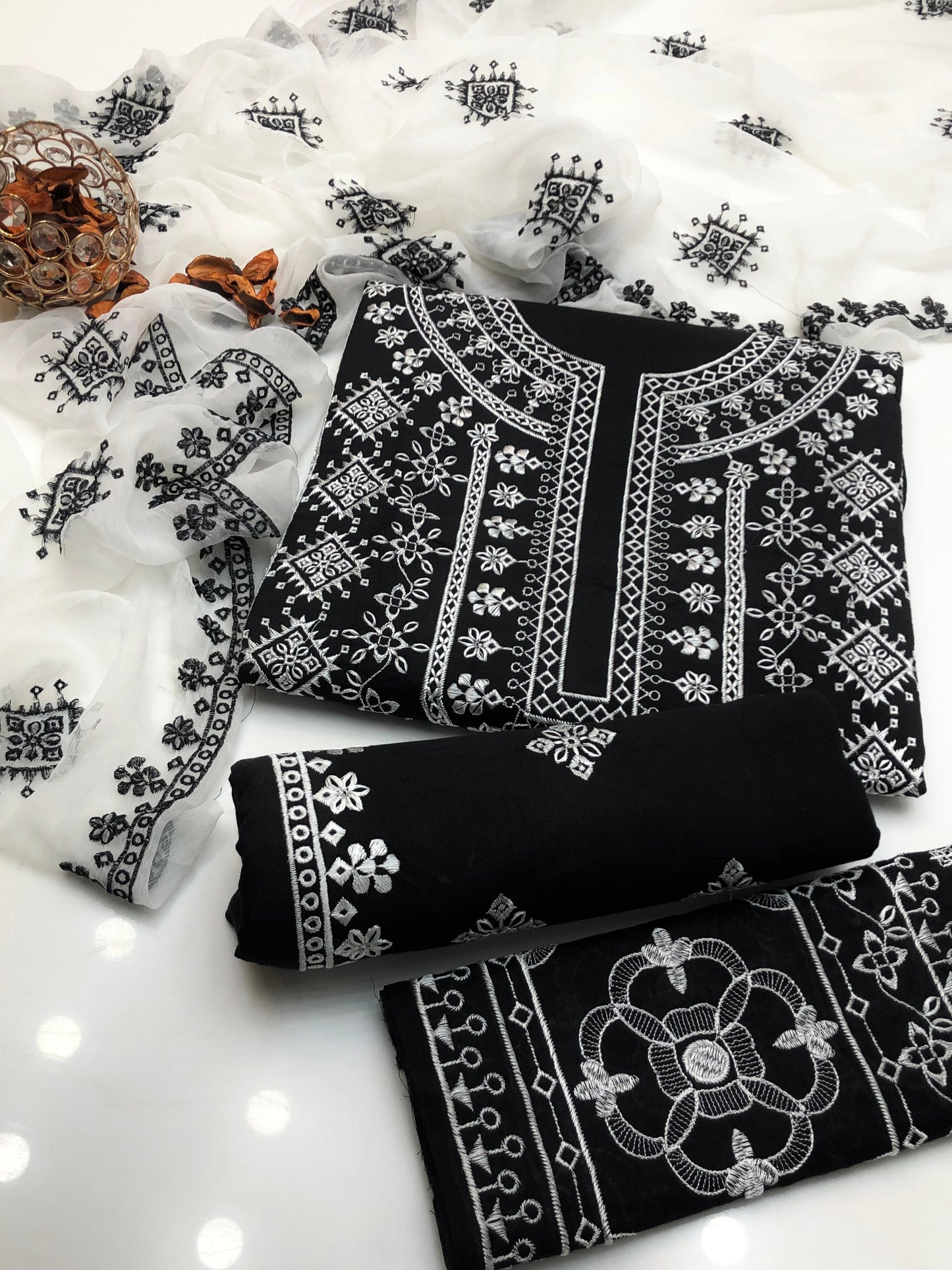 Enchanting Lawn Cotton Embroidered Shirt and Dupata 3Pcs Dress
