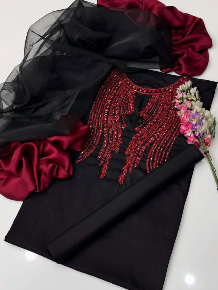 Beautiful Organza Handwork Embroidered 3Pc Dress