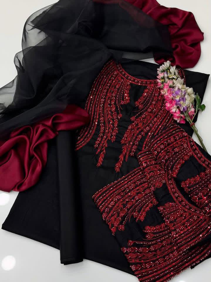 Beautiful Organza Handwork Embroidered 3Pc Dress