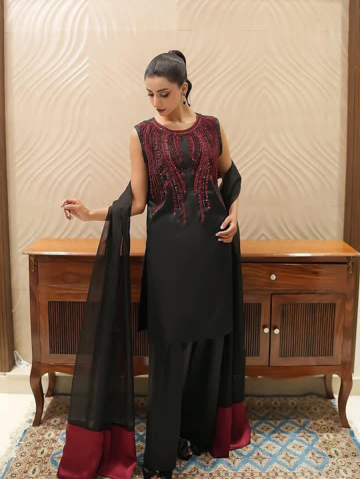 Beautiful Organza Handwork Embroidered 3Pc Dress