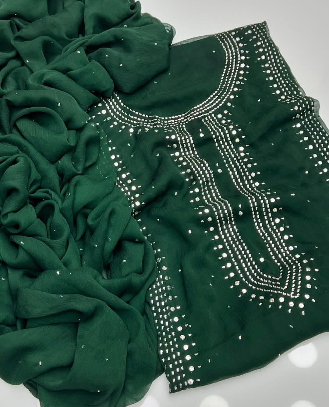 Chiffon Mukesh Work Shirt & Dupatta 2Pc Dress