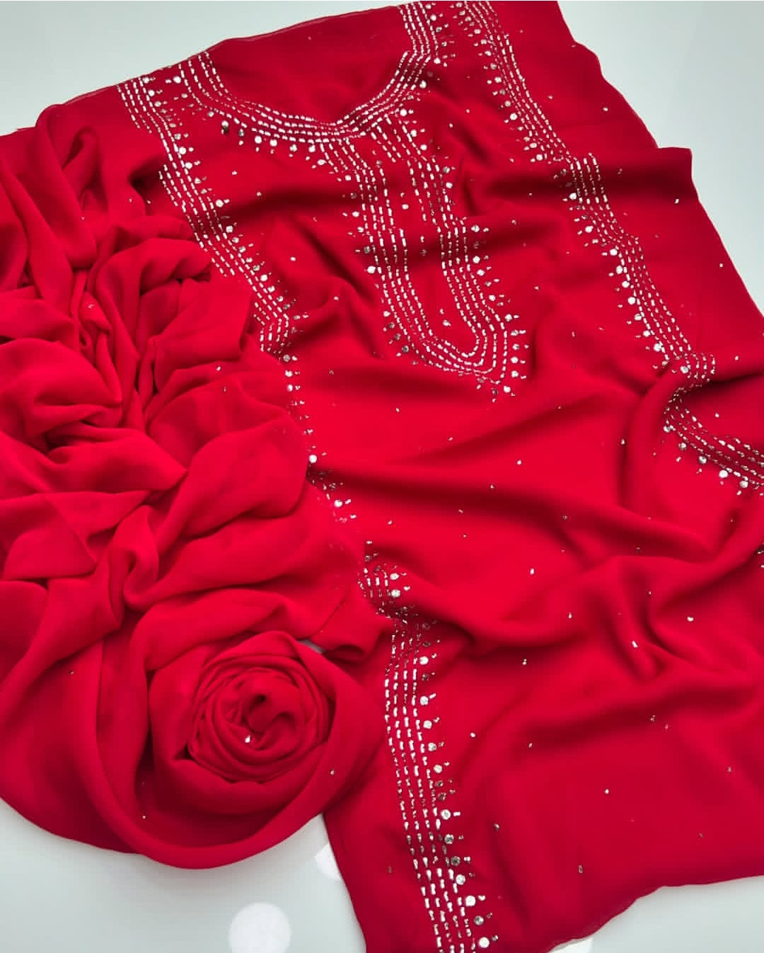 Chiffon Mukesh Work Shirt & Dupatta 2Pc Dress