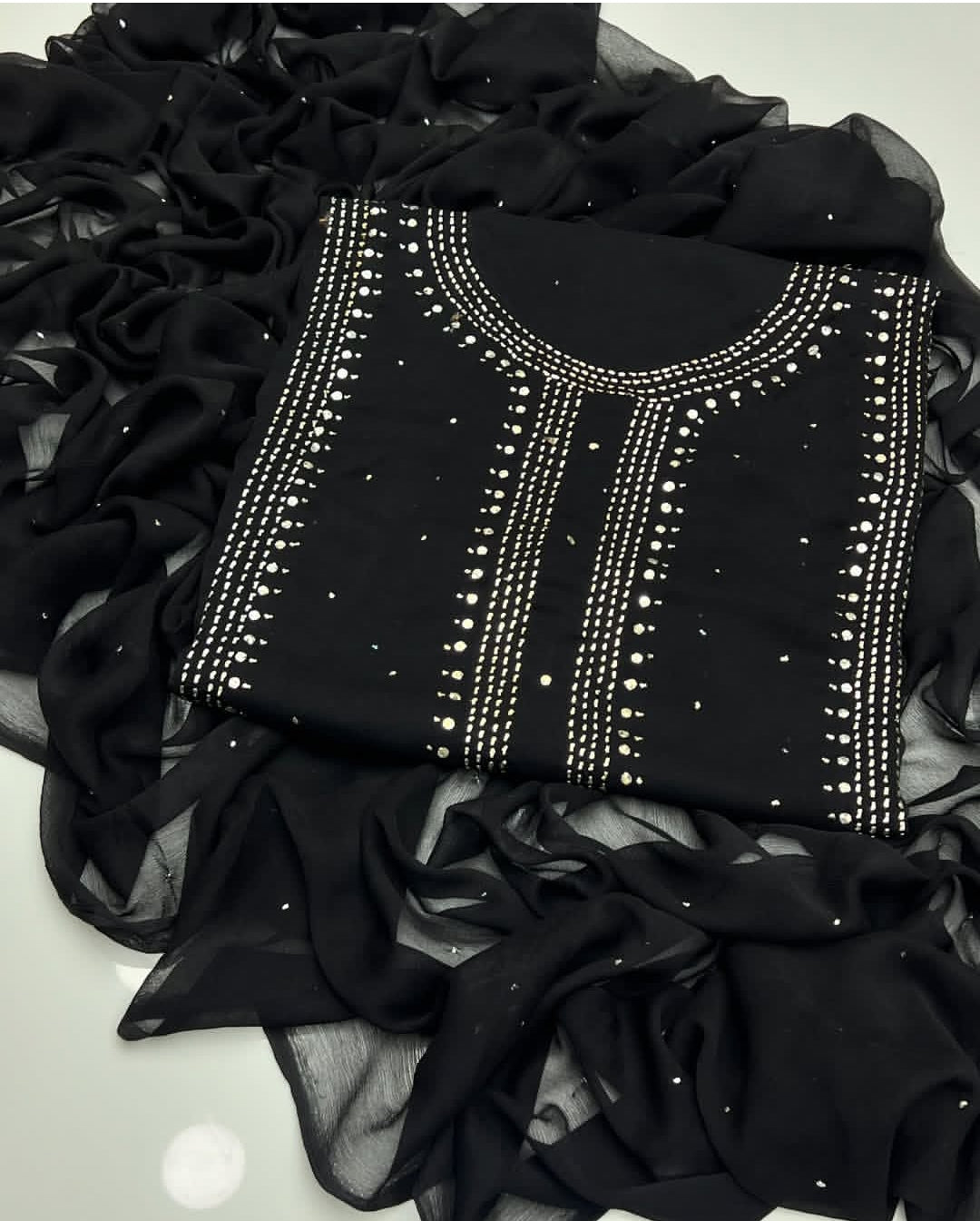Chiffon Mukesh Work Shirt & Dupatta 2Pc Dress