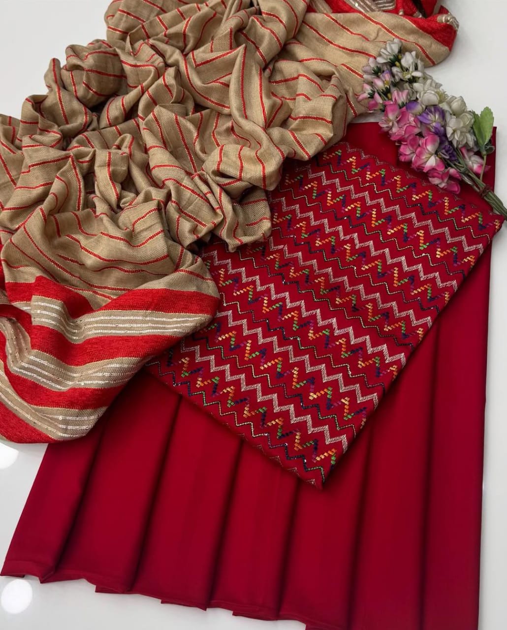 Dhanak Bareeza Embroidered Dress 3Pcs Dress