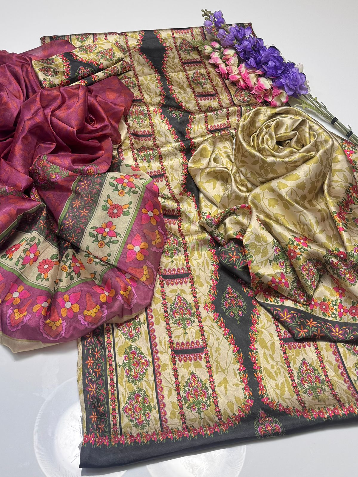Shamoze Silk Tie & Dye Digital Print Suit 3Pcs Dress