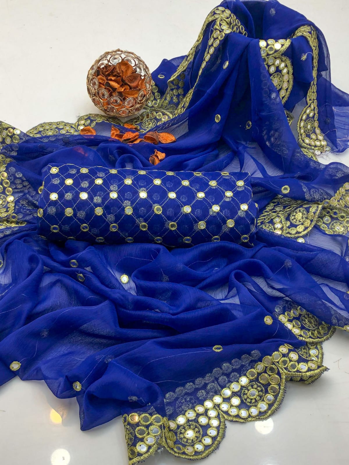 Solivra Chiffon Shirt with Heavy Embroidered Dupatta 2Pcs Dress