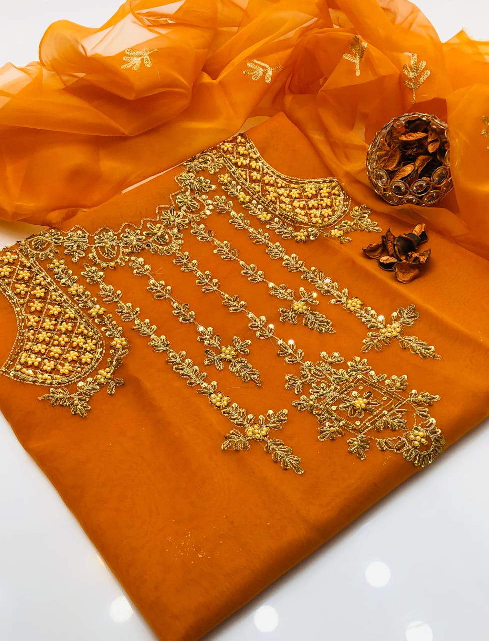 Arvaya Organza Classic Embroidered 2Pcs Dress