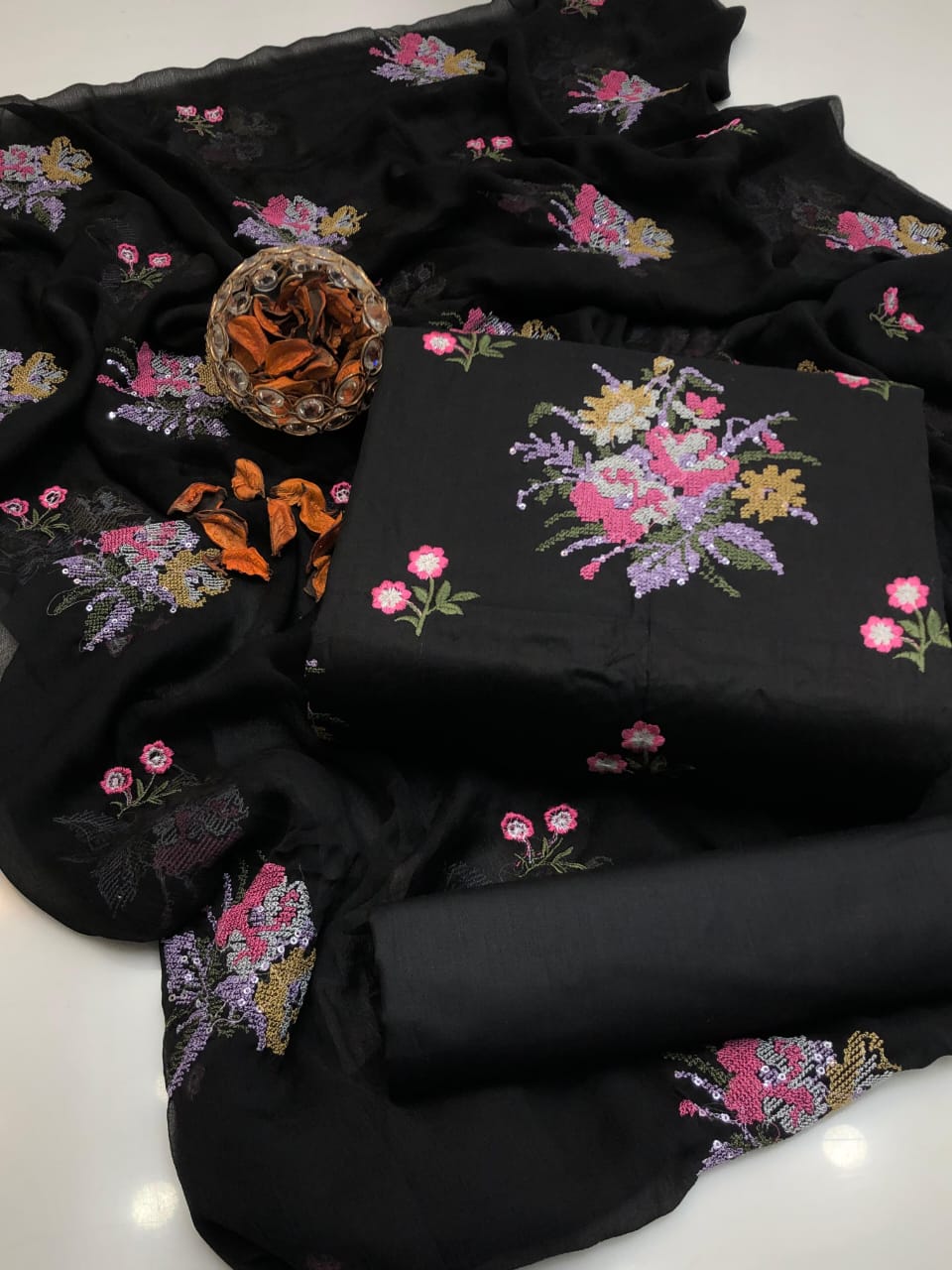 Ornate GTM Lawn Cross-Stitch Embroidery 3Pcs Dress