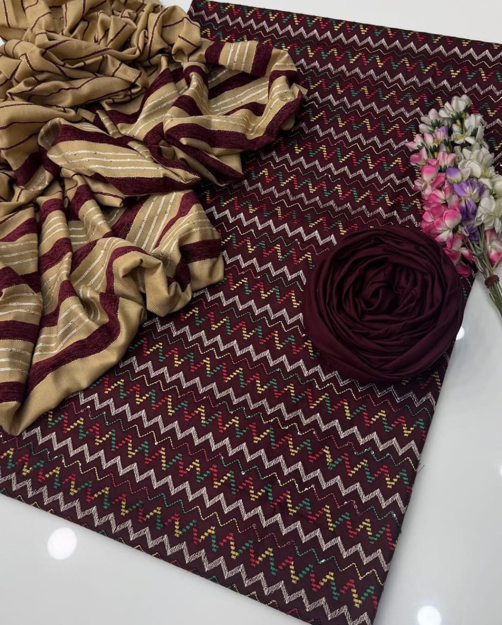Dhanak Bareeza Embroidered Dress 3Pcs Dress