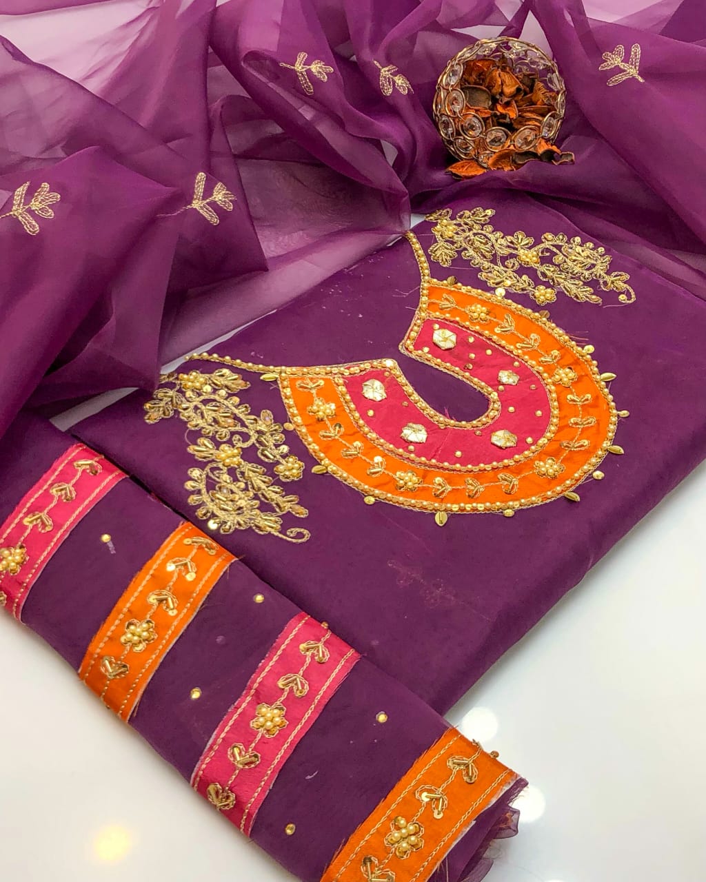 Stunning Organza Aari Zari Work 2Pcs Dress