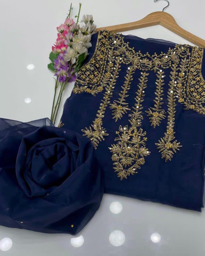 Arvaya Organza Classic Embroidered 2Pcs Dress