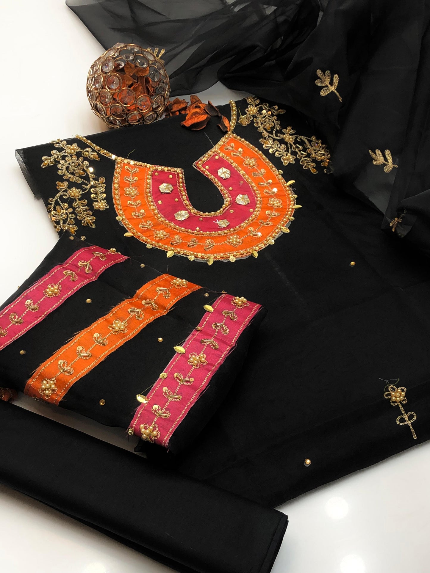Opulent Organza Aari Zari Work 3Pcs Dress