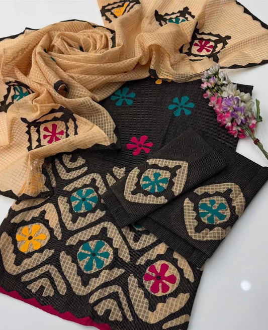 Seraphic Khaddar Handmade Appliqué Work 3Pcs Dress