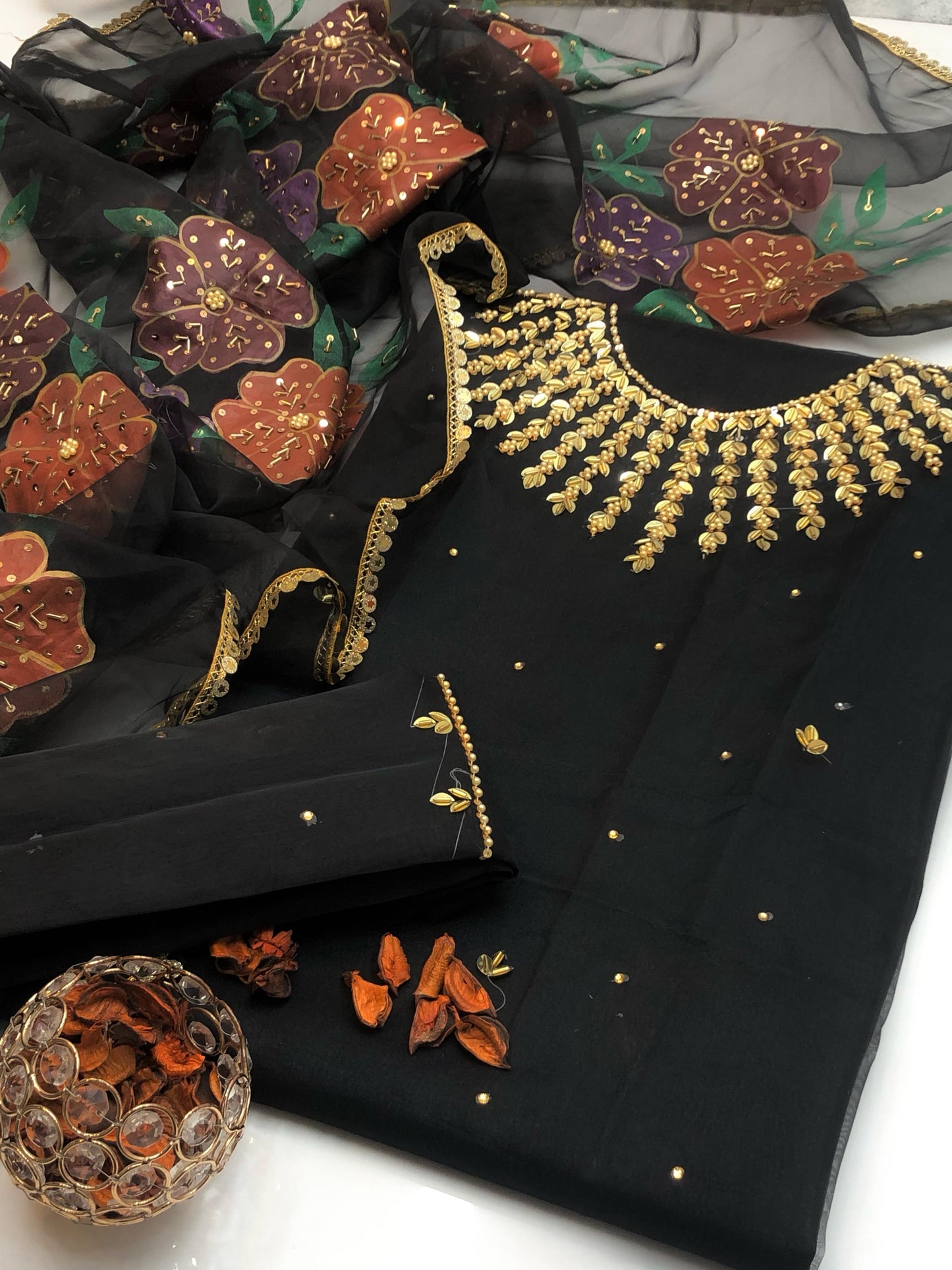 Glorious Organza Shirt with Oil Paint Dupatta 2Pcs Dress
