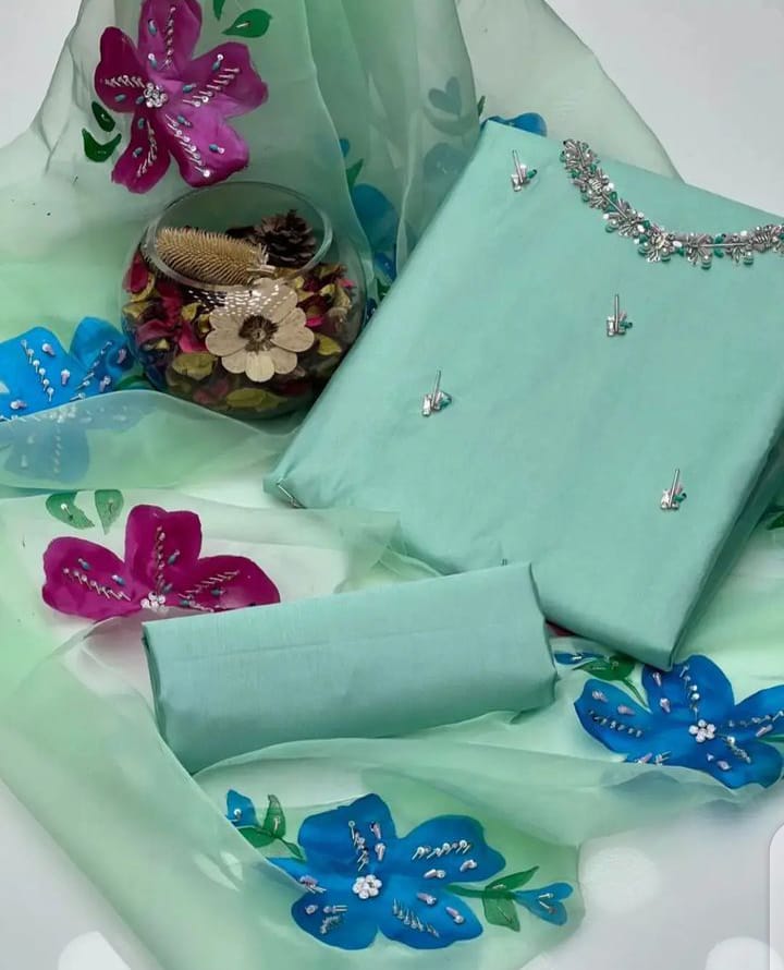 Zyrelle Kataan Silk Shirt with Brush Paint Dupatta 3Pcs