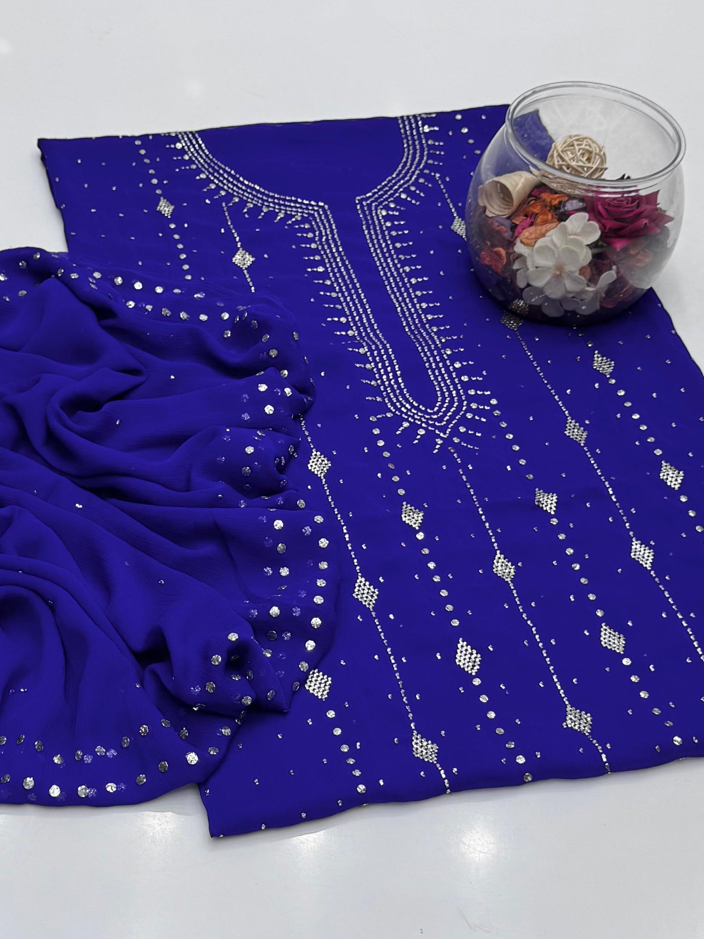 Bamber Chiffon Mukesh Work Shirt & Dupatta 2Pcs Dress