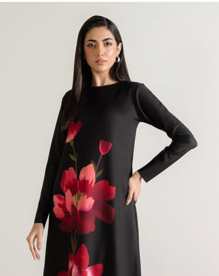 Orniva Kataan Silk Hand Painted Ensemble 3Pcs Dress