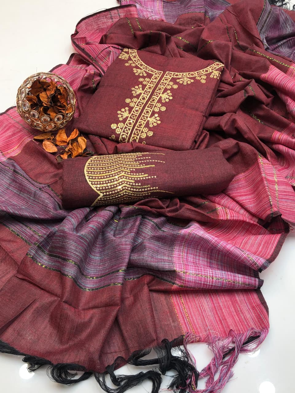 Classic Sussi Khaddar Sequence Work 3Pcs Dress