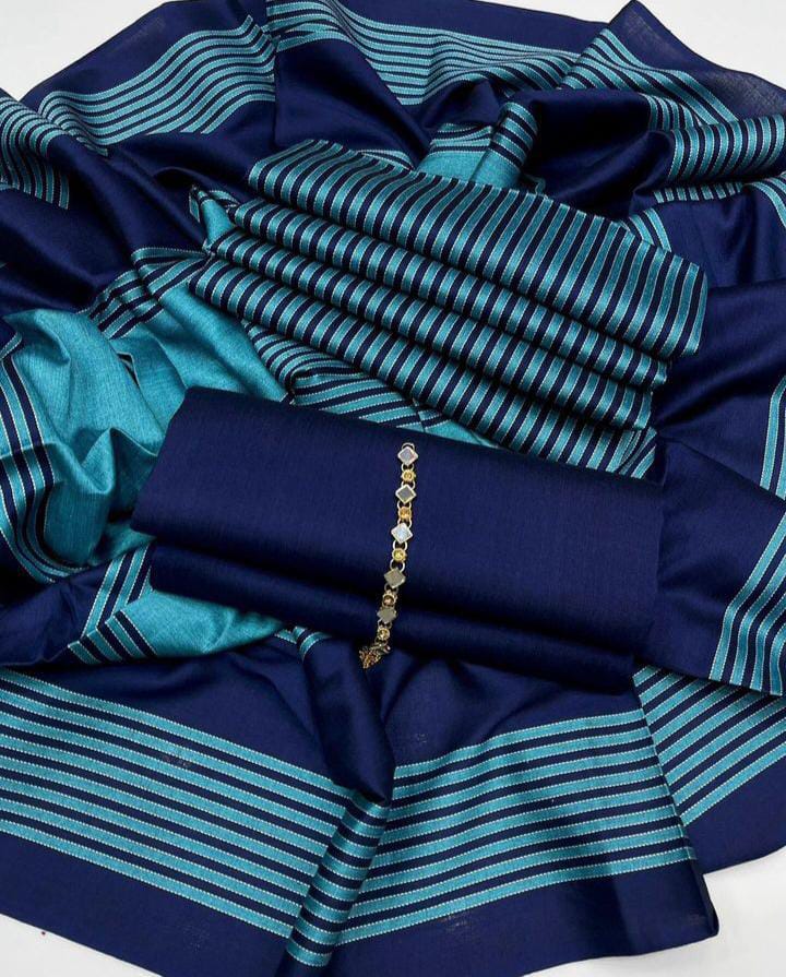 Elite Winter Sussi Shirt with Jacquard Zari Shawl 3Pcs Dress