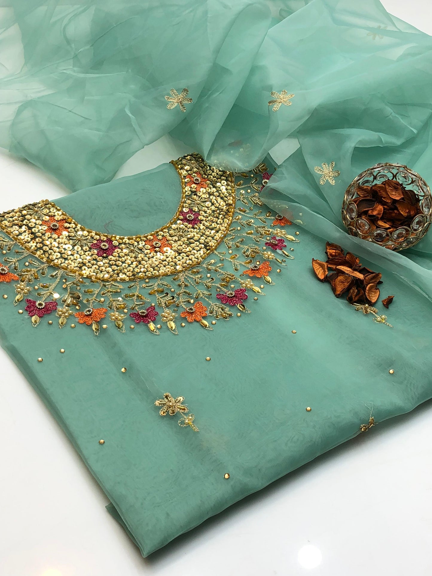Novyra Organza Shirt with Embroidered Dupatta 2Pcs Dress