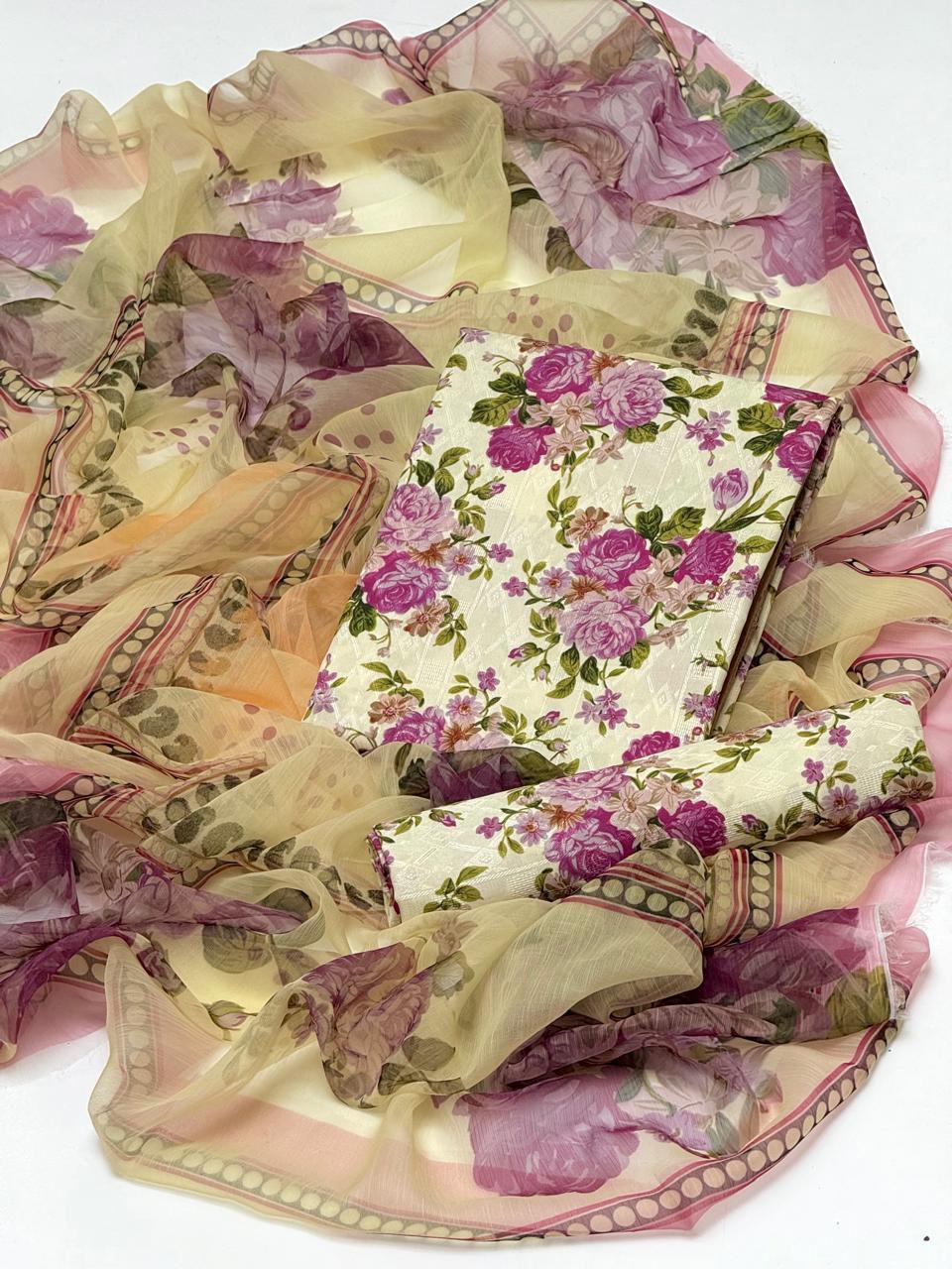 Elegant Swiss Lawn Digital Print Suit With Dupatta 3Pcs Dress