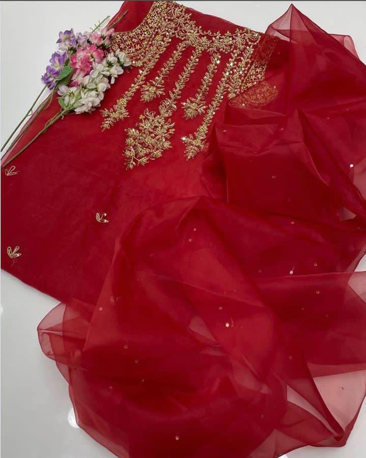 Arvaya Organza Classic Embroidered 2Pcs Dress