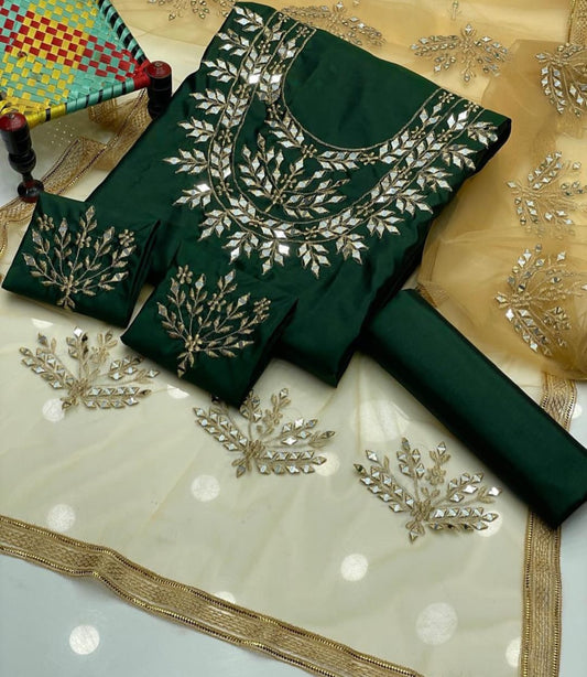 Zerina Kataan Silk Mirror Embroidered Suit 3Pcs Dress