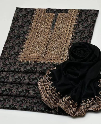 Dhanak Embroidered & Printed 2Pcs  Dress