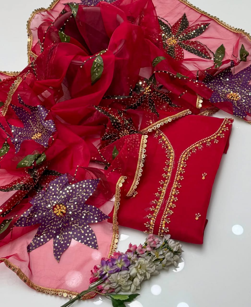 Orivelle Organza Shirt with Oil Paint Dupatta 2Pcs Dress