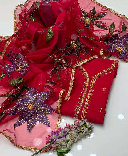 Orivelle Organza Shirt with Oil Paint Dupatta 2Pcs Dress