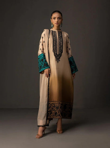 Graceful Shamoze Silk Shirt Trouser With Silk Dupatta 3Pcs Dress