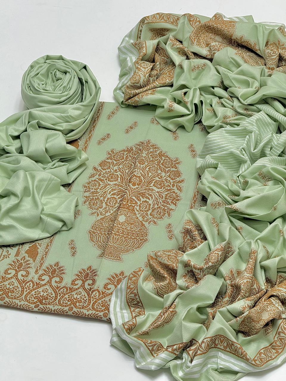 Dhanak Jacquard with Jacquard Shawl 3Pcs dress