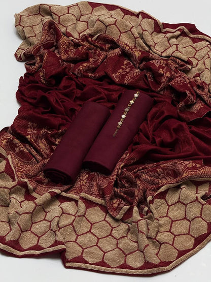 Plain Marina with Whool Shawl 3Pcs Dress