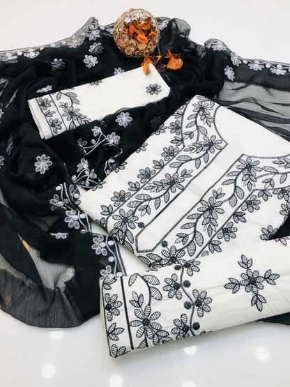 Fresh Lawn Cotton Shirt with Handmade Style Dupatta 3Pcs Dress