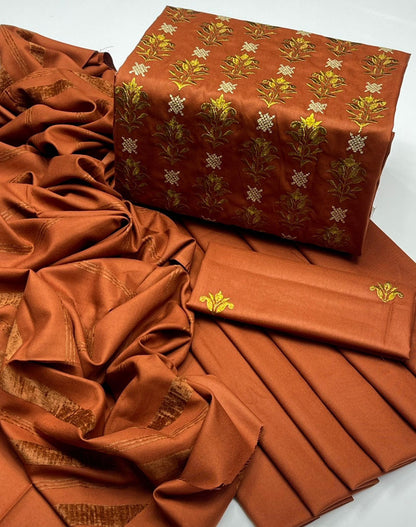 Dhanak Tilla Embroidered Shirt with Velvet work  Dupatta 3Pcs Dress