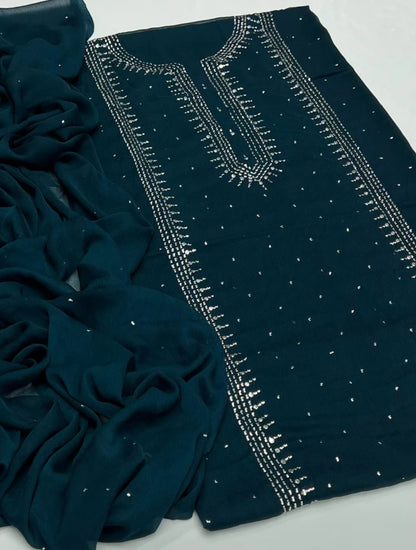 Chiffon Mukesh Work Shirt & Dupatta 2Pc Dress