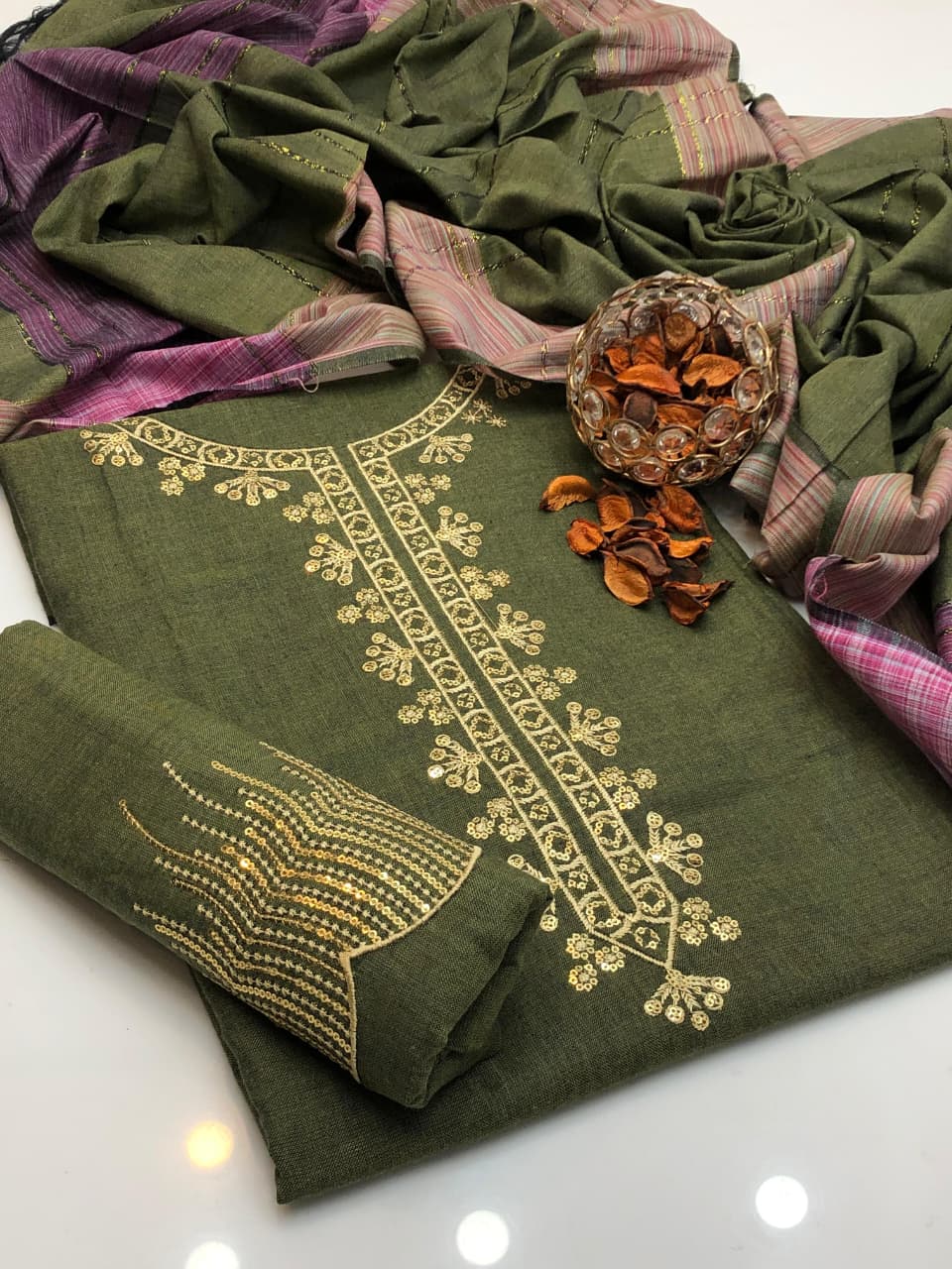 Classic Sussi Khaddar Sequence Work 3Pcs Dress