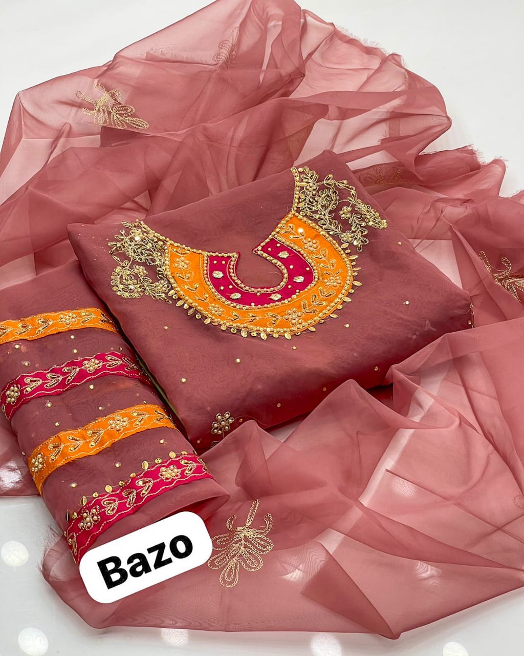 Stunning Organza Aari Zari Work 2Pcs Dress