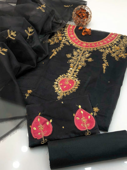 Radiantique Organza Shirt with Embroidered Dupatta & Silk Trouser 3Pcs Dress