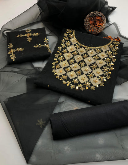 Luminous Organza Silver Applic Work and Embroidered Dupata 3Pcs Dress