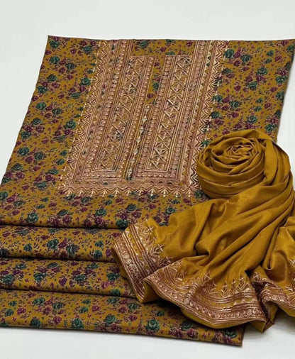 Dhanak Embroidered & Printed 2Pcs  Dress