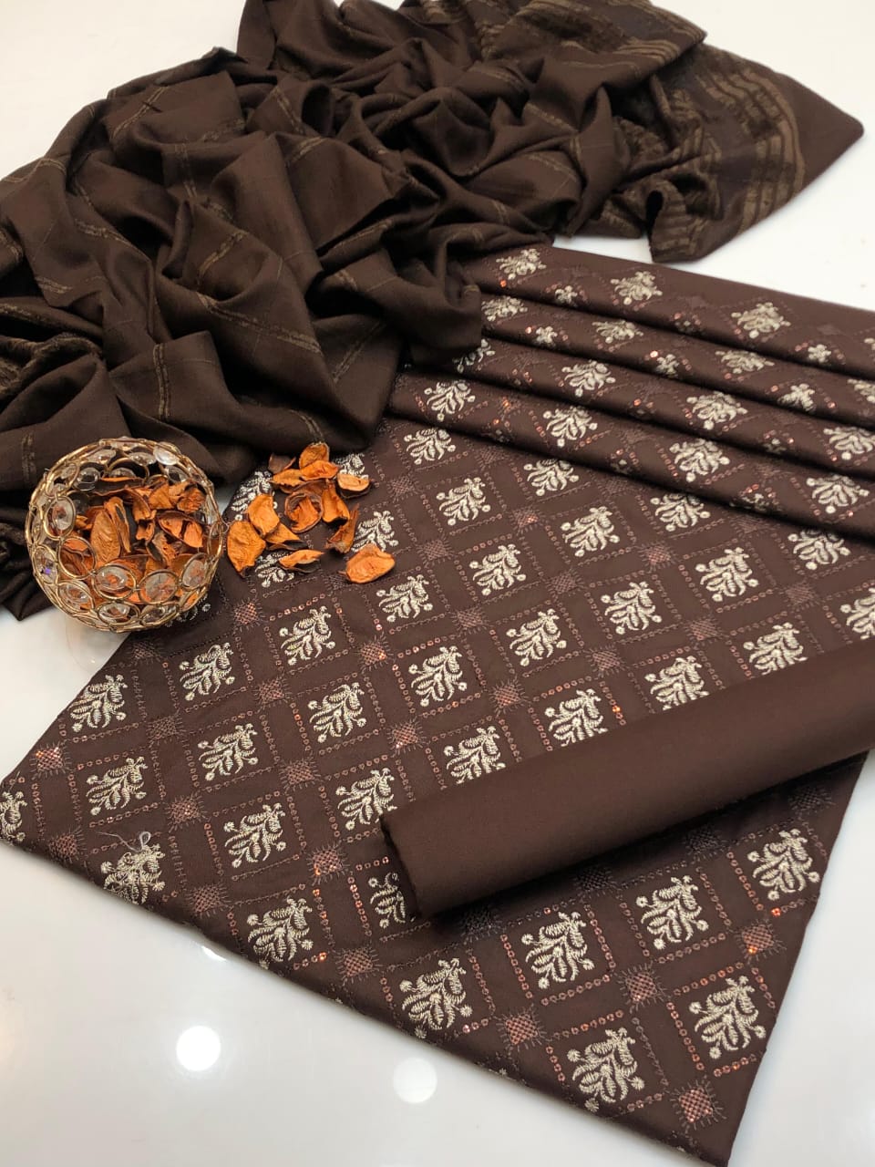 Dhanak Marina Embroidered 3Pcs Dress