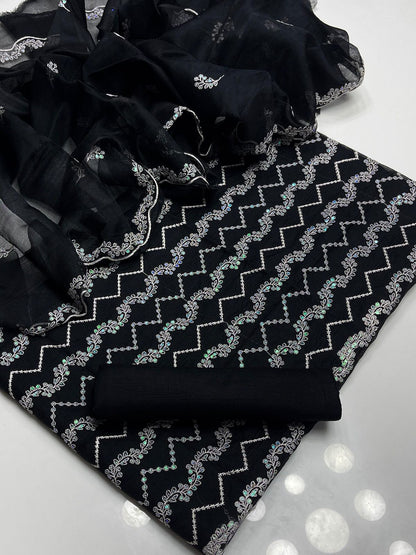 Khaddi Net Sequence Embroidered 3Pcs Dress