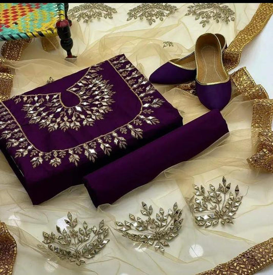 Royale Stuff Kataan Mirror Work 4Pcs Dress