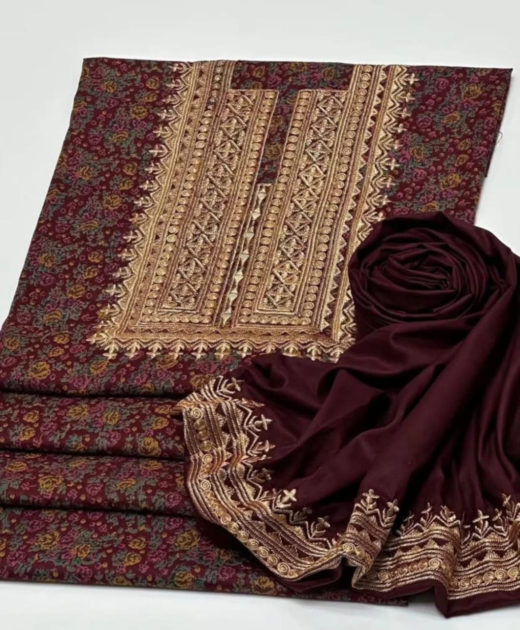 Dhanak Embroidered & Printed 2Pcs  Dress