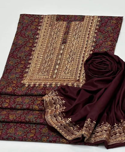 Dhanak Embroidered & Printed 2Pcs  Dress