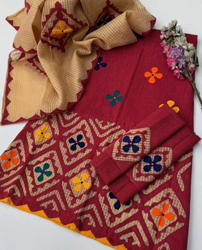 Seraphic Khaddar Handmade Appliqué Work 3Pcs Dress