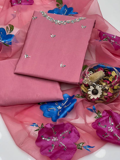 Zyrelle Kataan Silk Shirt with Brush Paint Dupatta 3Pcs