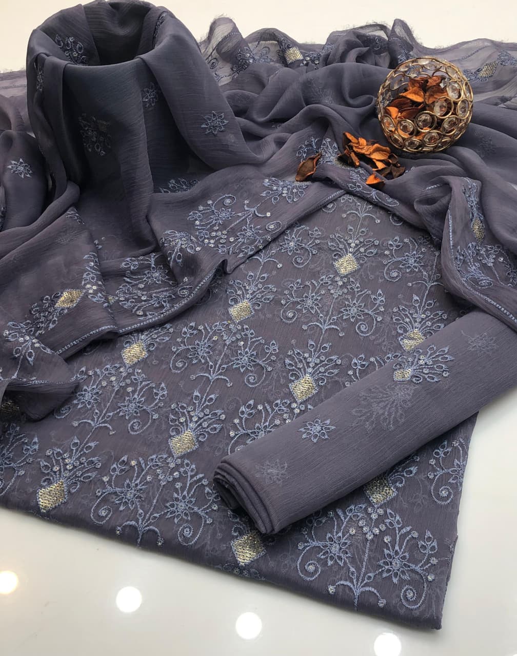 Pure Bamber Embroidered Elegance  2Pcs Dress