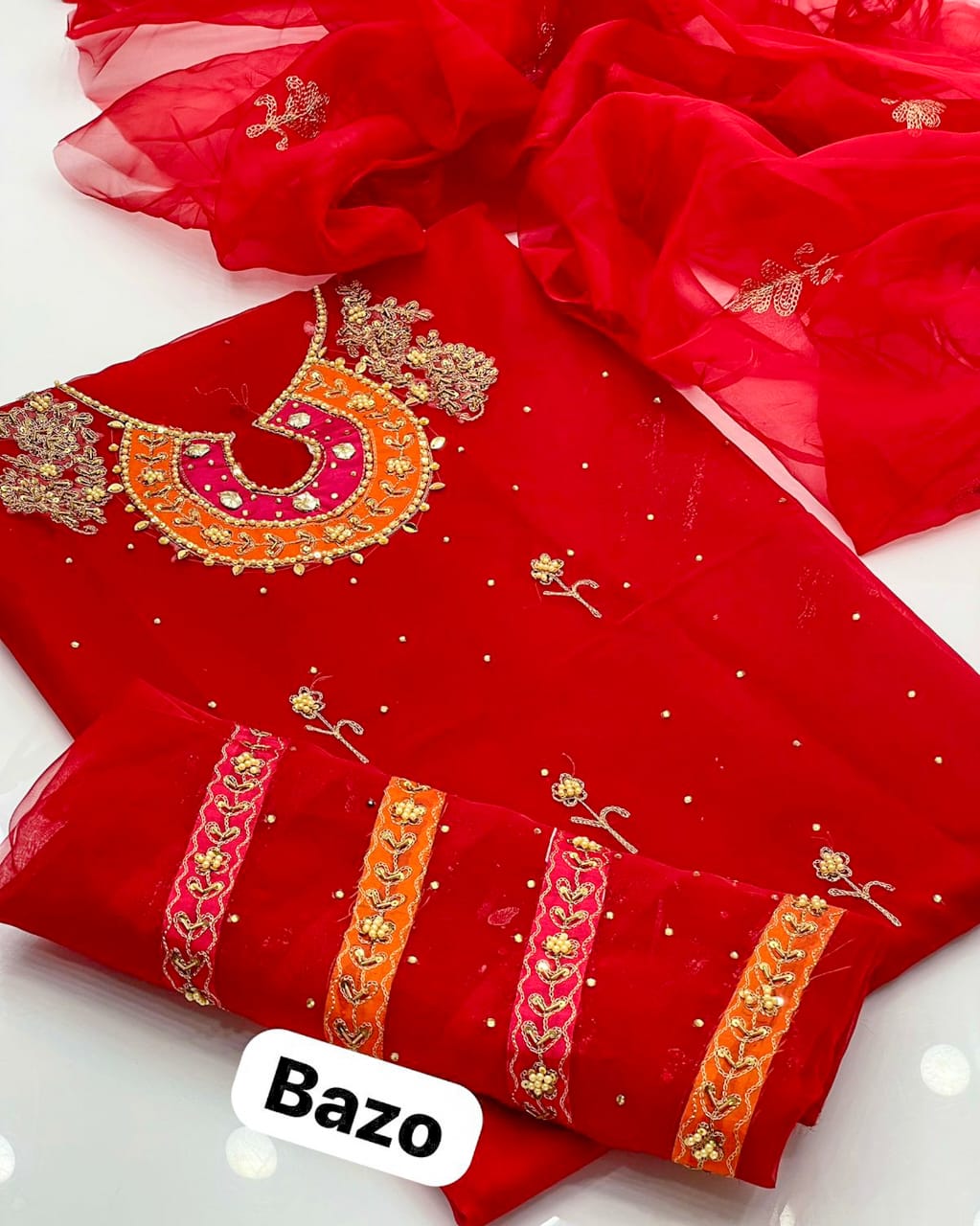 Stunning Organza Aari Zari Work 2Pcs Dress